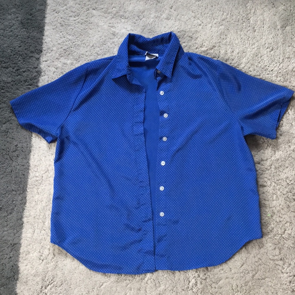 BonWorth blue polka dot button down